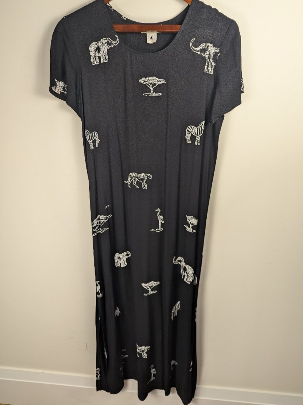 Vintage 90s Safari Animal Print Maxi Dress | Connie Choi | Made in USA